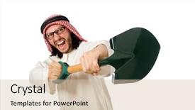  Presentation with arab - Slides featuring treasure islam - arab businessman isolated on white background and a  colored foreground