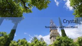  Presentation with cordoba - Theme featuring treasure islam - tower of the mosque background and a  colored foreground