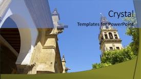  Presentation with cordoba - PPT theme featuring treasure islam - tower of the mosque background and a  colored foreground