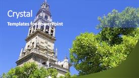  Presentation with cordoba - Colorful slide set enhanced with treasure islam - tower of the mosque backdrop and a  colored foreground