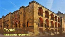  Presentation with cordoba - Amazing PPT theme having treasure islam - view of cathedral mosque backdrop and a tawny brown colored foreground