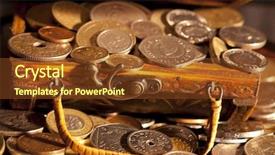 Presentation with treasure gold - Beautiful slides featuring treasure of gold coins backdrop and a tawny brown colored foreground