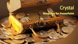  Presentation with treasure gold - Presentation theme featuring treasure of gold coins background and a tawny brown colored foreground