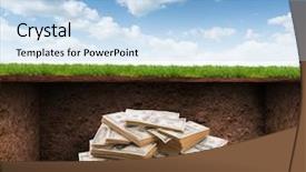  Presentation with treasure - Slide set with treasure room with money background and a light blue colored foreground