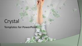  Presentation with human resource compensation - Presentation design enhanced with treasures heaven - human hand buried in euro background and a  colored foreground