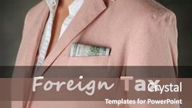  Presentation with foreign - PPT theme consisting of treasury services - tax concept woman with money background and a coral colored foreground