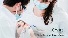  Presentation with patient satisfaction - Slide deck consisting of treating woman patient using drill background and a  colored foreground