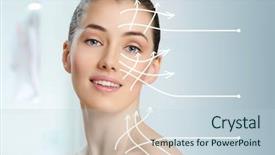  Presentation with indian woman face beauty - Slide deck featuring treatment - beauty woman on the bathroom background and a lemonade colored foreground