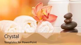  Presentation with massage therapy - Slide set consisting of treatment asian medicine with aroma background and a yellow colored foreground