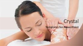  Presentation with peaceful - Colorful PPT layouts enhanced with treatment in the health spa backdrop and a coral colored foreground