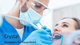  Presentation with dental office - PPT theme consisting of treatment in the modern dental background and a teal colored foreground