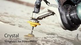  Presentation with water technology - Theme featuring treatment metalworking cutting with water background and a soft green colored foreground