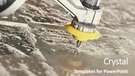  Presentation with water technology - Slide deck with treatment metalworking cutting with water background and a coral colored foreground