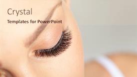  Presentation with treatment - Amazing PPT theme having treatment-of-eyelash-extension-lashes backdrop and a lemonade colored foreground