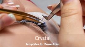  Presentation with blue eyes - Presentation design having treatment-of-eyelash-extension background and a coral colored foreground