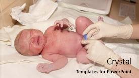  Presentation with newborn - PPT theme having doctor neonatus - treatment of newborn background and a lemonade colored foreground