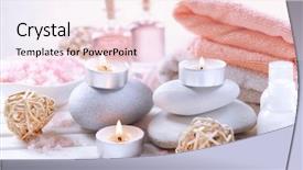  Presentation with white candles - Cool new slides with treatment on table on white backdrop and a  colored foreground