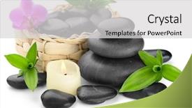  Presentation with spirituality zen meditation stone - Presentation theme with treatment plant - zen basalt stones and orchid background and a light gray colored foreground