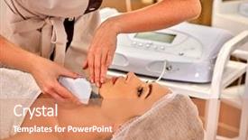  Presentation with ultrasound machine - Amazing presentation theme having treatment woman taking electric therapy backdrop and a coral colored foreground