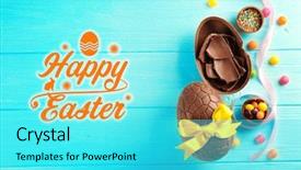  Presentation with security encryption decryption text - PPT theme consisting of treats and text happy easter background and a cyan colored foreground