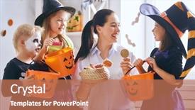  Presentation with halloween candy - Presentation theme having treats children with candy funny background and a coral colored foreground
