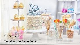  Presentation with baby shower - Presentation consisting of treats for baby shower party background and a lemonade colored foreground