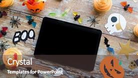  Presentation with holidays - PPT theme featuring treats with tablet pc computer background and a  colored foreground