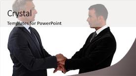  Presentation with shaking hands - PPT theme consisting of treaty - businessmen shaking hands background and a light gray colored foreground