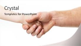  Presentation with father son hands - PPT theme having treaty - hands deal time father's background and a sky blue colored foreground