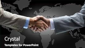  Presentation with world map - Theme with treaty - handshake with map background and a dark gray colored foreground