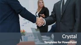  Presentation with project manager - Audience pleasing PPT layouts consisting of treaty - investor and project manager shake backdrop and a ocean colored foreground