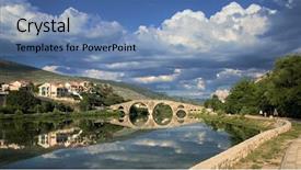  Presentation with cable stayed bridge over river - Audience pleasing theme consisting of trebisnjica river in trebinje bosnia backdrop and a teal colored foreground