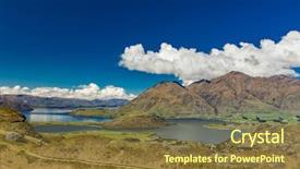  Presentation with mountain lake - Slide set consisting of treble - rocky mountain and diamond lake background and a tawny brown colored foreground