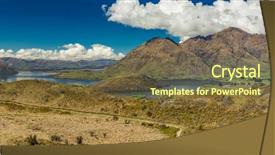  Presentation with rock climbing to top of mountain - Slide set featuring treble - rocky mountain and diamond lake background and a tawny brown colored foreground