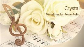  Presentation with treble clef - Presentation theme having treble clef and roses background and a cream colored foreground