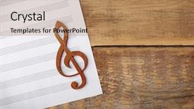  Presentation with treble clef - PPT theme with treble clef and sheet background and a coral colored foreground
