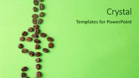  Presentation with green coffee beans - PPT theme with treble clef made of coffee background and a mint green colored foreground