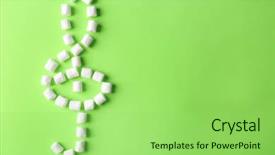  Presentation with treble clef - Amazing PPT theme having treble clef made of marshmallow backdrop and a seafoam green colored foreground