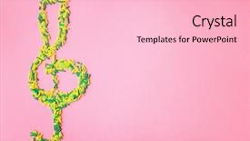  Presentation with treble clef - Beautiful presentation theme featuring treble clef made of topping backdrop and a lemonade colored foreground