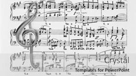  Presentation with treble clef - Colorful slide deck enhanced with treble-clef-on-music-sheet backdrop and a light gray colored foreground