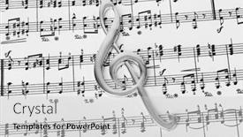  Presentation with treble clef - Amazing slide set having treble-clef-on-music-sheet backdrop and a light gray colored foreground