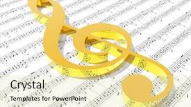  Presentation with treble clef - Amazing slide deck having treble clef on sheet backdrop and a soft green colored foreground