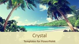  Presentation with island - PPT theme featuring tree - beach takamaka mahe island seychelles background and a soft green colored foreground