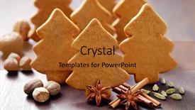  Presentation with christmas food - Presentation design having nutmeg tree - homemade christmas gingerbread cookies background and a  colored foreground