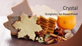  Presentation with christmas food - Cool new PPT theme with nutmeg tree - homemade christmas gingerbread cookies backdrop and a  colored foreground