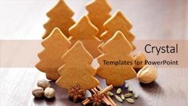  Presentation with cookies christmas - Presentation theme consisting of nutmeg tree - homemade christmas gingerbread cookies background and a  colored foreground