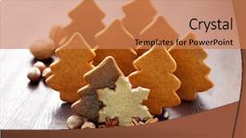  Presentation with christmas food - Presentation design with nutmeg tree - homemade christmas gingerbread cookies background and a  colored foreground