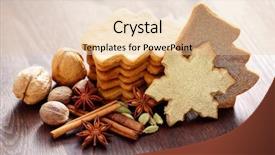  Presentation with cookies christmas - Beautiful presentation design featuring nutmeg tree - homemade christmas gingerbread cookies backdrop and a  colored foreground