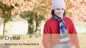  Presentation with barn wood autumn apples - Presentation theme having tree 10 leaves - young boy sitting on fence background and a  colored foreground