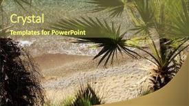  Presentation with water leaf - Cool new theme with tree and clear blue water backdrop and a tawny brown colored foreground